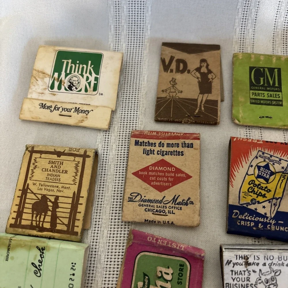 vintage‎ matchbook #34 Blue Star Potato Chips VD Kent Feeds Ford GM